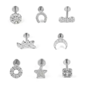 Wholesale 1 Piece Lip Rings Classic Style Solid Color 304 Stainless Steel 316 Stainless Steel Polishing Inlay Zircon Lip Rings
