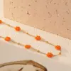 Wholesale 304 Stainless Steel Plastic Flower Ion Plating (IP) 18K Gold Plated Cute Beach Waterproof Non Tarnish Knitting O-shaped Chain Gold Necklace
