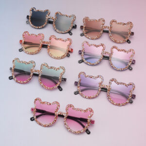 Wholesale 2025 Children's Frameless Handmade Diamond Bear Ball Sunglasses Candy Color Sunglasses Women's INS Funny Party Glasses