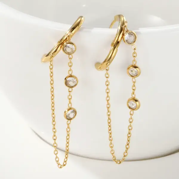 Wholesale PVD Coated 18K Gold Real Gold Plated Round 304 Stainless Steel IG Style Waterproof Non Tarnish Earrings