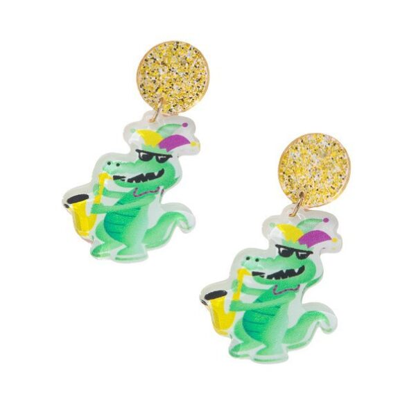 oly-f8f774ba282792db1d1078f5c62116b5 Wholesale Explosions Greek Acrylic Carnival Cute Naughty Crocodile Design Women's Fashion Drop Earrings Crazy