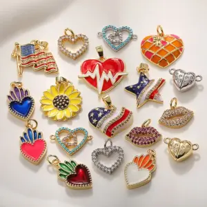 Wholesale Heart Pendant Necklace Earrings Bracelet Hanging Decoration Star Sequin Design American Flag Celebration Jewelry