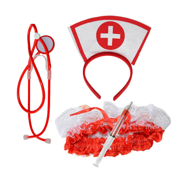 Wholesale Halloween nurse uniform set hairband syringe stethoscope cospaly fun makeup props