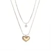 Wholesale PVD Coated Real Gold Plated 18K Gold Heart Shape 304 Stainless Steel IG Style Waterproof Non Tarnish 304 Stainless Steel Layered Necklaces