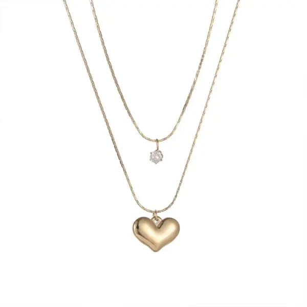 Wholesale PVD Coated Real Gold Plated 18K Gold Heart Shape 304 Stainless Steel IG Style Waterproof Non Tarnish 304 Stainless Steel Layered Necklaces