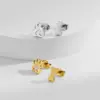 Wholesale Design Sensation Niche Student Sweet Cat Paw Dog Paw Bone Earrings Luxury Asymmetric Studs Golden Butterfly Cap Stainless Steel
