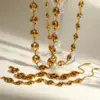 Wholesale Asymmetrical Oval Jewelry Set For Women With 18K Real Gold Plated 304 Stainless Steel And PVD Coated Cuban Link Chain