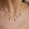 Wholesale Women's Style - Vacation Style / 18K Gold Stainless Steel + Rhinestone / Versatile Colored Diamond Pendant Necklace 40+5CM