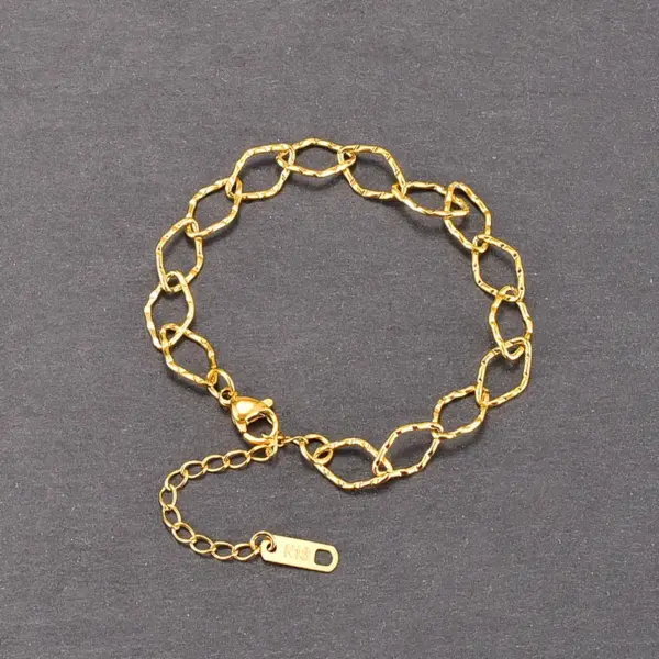 Wholesale 304 Stainless Steel Geometric PVD Coated 18K Real Gold Plated Simple Style Waterproof Non Tarnish Gold Plated Gold Bracelets