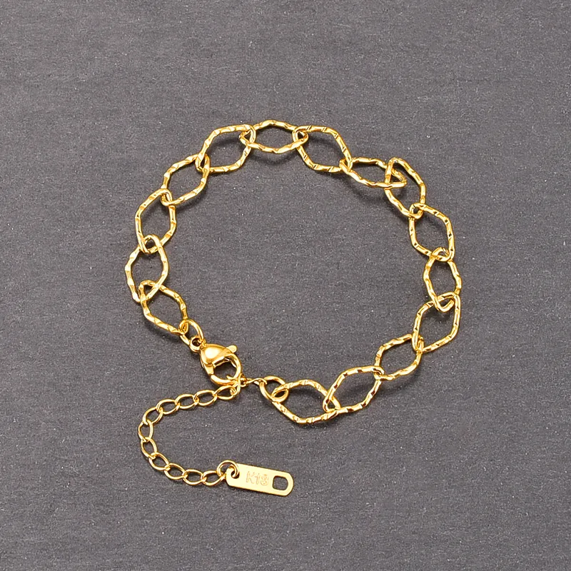 Wholesale 304 Stainless Steel Geometric PVD Coated 18K Real Gold Plated Simple Style Waterproof Non Tarnish Gold Plated Gold Bracelets