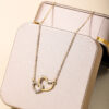 Wholesale 1 Fashion Double-ring Love Necklace Niche Advanced Design Simple Ladies Pendant Jewelry