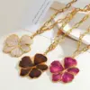 Wholesale 18K Gold Plated 304 Stainless Steel Vacuum Electroplating (In Furnace) Flower Oil Drop Electroplating Vintage Simple Style Paperclip Chain Snake Chain Pendant Necklace For Women Weekend Date Selfie Festival
