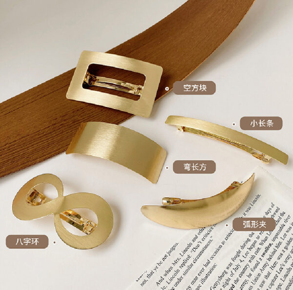 Wholesale Joker geometric metal brushed hair clip minimalist cold wind back head ponytail spring clip