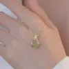 Wholesale Round Inlay Pendant Necklace For Women In Copper With 18K Real Gold Plated Water Plating And Artificial Rhinestones On Box Chain