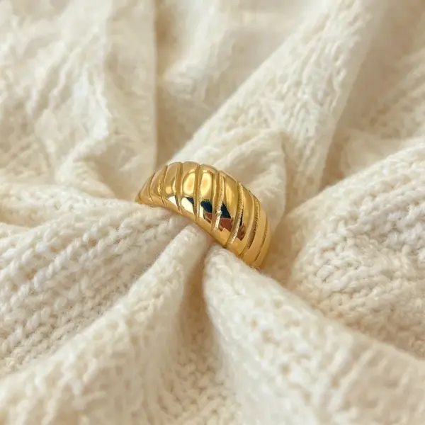 Wholesale Unisex Geometric Rings In 316 Stainless Steel With 18K Real Gold Plated PVD Coated Hypoallergenic Finish
