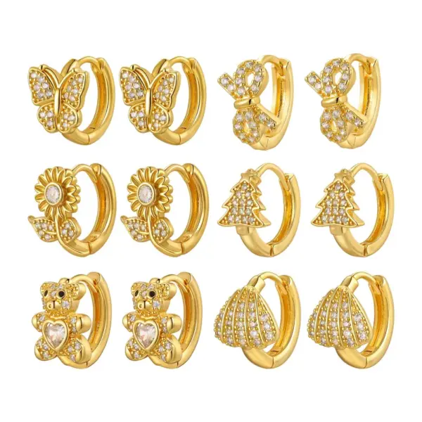 Wholesale Water-plated Imitation Gold Copper Material Inlaid Zircon Infinity Hoop Earrings Shiny Earrings Women's Jewelry All Seasons
