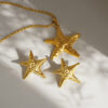 Wholesale Spring and summer in stock wholesale INS 18k gold plated titanium steel starfish beach necklace earrings suit