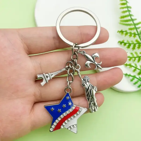 Wholesale Independence Day Flag Heart Star American European Style Keychain Earring Pendant Alloy Crafted Festive Fashion Accessory
