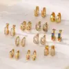 Wholesale 304 Stainless Steel Geometric PVD Coated Zircon Real Gold Plated Modern Style Classic Style Waterproof Non Tarnish Hoop Earrings