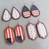 oly-f9913b7504f7e1aa771395c086cddd14 Wholesale American Flag Independence Day July 4th Star Drop Earrings Wooden Frame Personalized Geometric Pattern Hoop Earrings