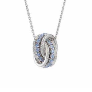 Big blue double ring necklace