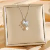 Wholesale Fashion Vacuum Electroplated Imitation Gold Pearl Butterfly Inlaid Titanium Steel Necklace For Women Simple Heart-shaped Collarbone Chain Jewelry Elegant Quality