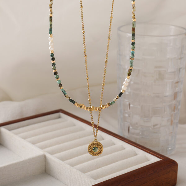 oly-f9a3f39c701cf40dfcc0126065120548 Wholesale Natural Freshwater Pearl African Turquoise Handmade Beaded Necklace Original Design Niche Czech Beads Clavicle Chain