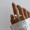 Wholesale Real Gold Plated 304 Stainless Steel PVD Coated Geometric Solid Color Waterproof Non Tarnish Plating IG Style Open Rings For Women's