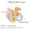 Wholesale 304 Stainless Steel 18K Gold Plated Women's Geometric Ball Open Ring Women's Jewelry Accessories, Holiday Gift, Gift For Her