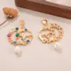 Wholesale Hypoallergenic Letter Drop Earrings For Women In Copper With KC Golden Plated UV Plating And Rhinestone Inlay