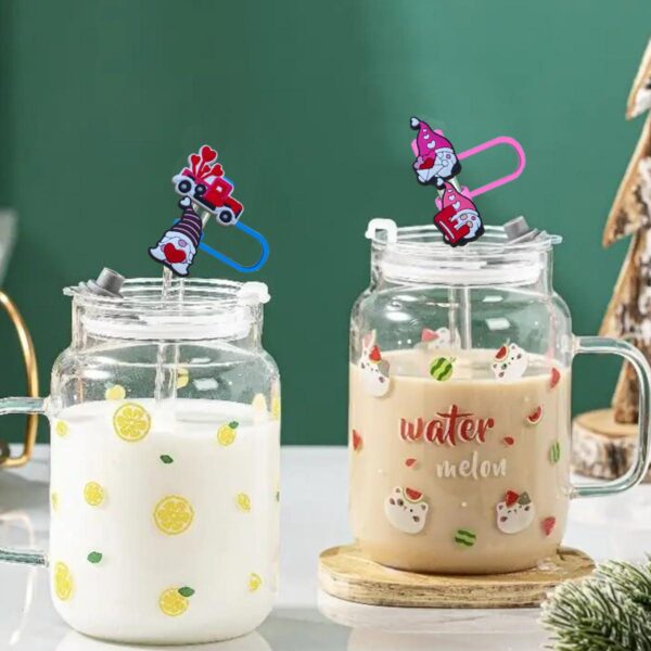Wholesale Valentine's Day 4 Creative Cartoon Double-headed Straw Cap Shein Pvc Straw Dust Cap Universal Straw Dust Plug