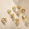 Wholesale Style Stainless Steel Acrylic Pearl Ring Niche High-end Feel Non-fading Jewelry Stainless Steel Accessories Rings
