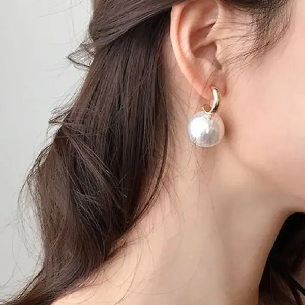 Wholesale Three-dimensional Geometric Drop Earrings For Women In Copper With KC Golden Water Plating And Artificial Pearl Inlay