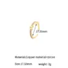 Wholesale Unisex Open Letter Ring In Copper With 14K Real Gold Plating And Zircon Inlay, Electroplated Finish
