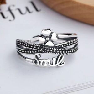 xb897-white gold four-leaf clover / Opening adjustable