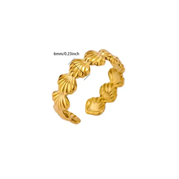 Wholesale 304 Stainless Steel Copper Starfish Heart Shape Shell PVD Coated Real Gold Plated Simple Style Waterproof Non Tarnish Plating Open Rings