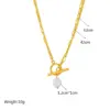 Wholesale Ig Style Simple Style Geometric Titanium Steel Plating Inlay Artificial Pearls Rhinestones Shell Necklace