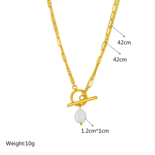 Wholesale Ig Style Simple Style Geometric Titanium Steel Plating Inlay Artificial Pearls Rhinestones Shell Necklace