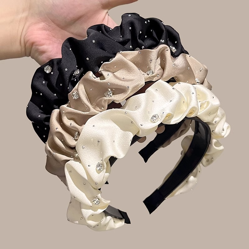 Wholesale New gypsophila high cranial top pleated headband women's summer French net red pressure hairpin temperament water drill headband
