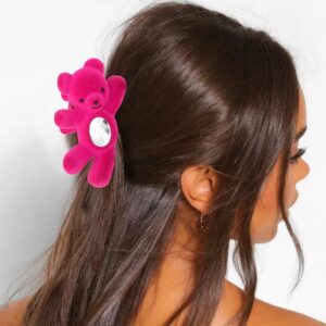 Wholesale Valentine's Day gift metal waving bear rhinestone flocking grip toy hairpin headdress hairpin updo shark clip