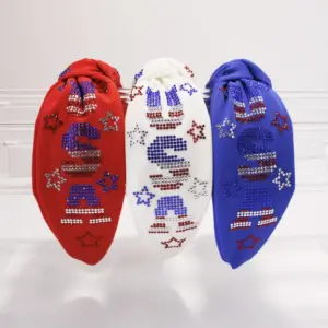 Wholesale Flag Rhinestone Headband Letter Engraving Diamond Independence Day Headband Trendy Hair Accessory