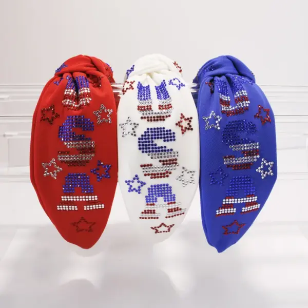 Wholesale Flag Rhinestone Headband Letter Engraving Diamond Independence Day Headband Trendy Hair Accessory