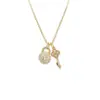 Wholesale Asymmetrical Key Necklace For Women In 304 Stainless Steel With 18K Real Gold Plated PVD Coating And Rhinestone Inlay On Cable Chain