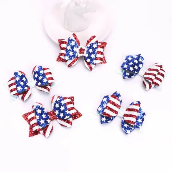 Wholesale Sweet Bow Tie Hairpin In Pu Leather, Perfect Hair Accessory For Summer And Independence Day