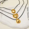 Wholesale Vacuum Electroplating (In Furnace) Plated 18K Real Gold Oval Water Drop Heart Shape 304 Stainless Steel Cute Vintage Novelty Design Electroplating No Buckle Closure Adjustable Necklace