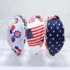 Wholesale Halloween Independence Day Striped Stars American Flag Cloud Sponge Face Wash Makeup Hairband Headband Novel Design Grid