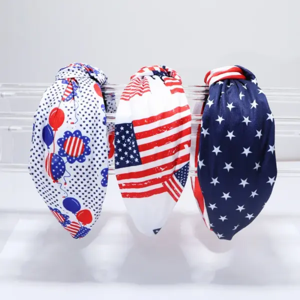 Wholesale Halloween Independence Day Striped Stars American Flag Cloud Sponge Face Wash Makeup Hairband Headband Novel Design Grid