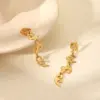 Wholesale 304 Stainless Steel Flame PVD Coated 18K Real Gold Plated Vintage Style IG Style Waterproof Non Tarnish Gold Drop Earrings