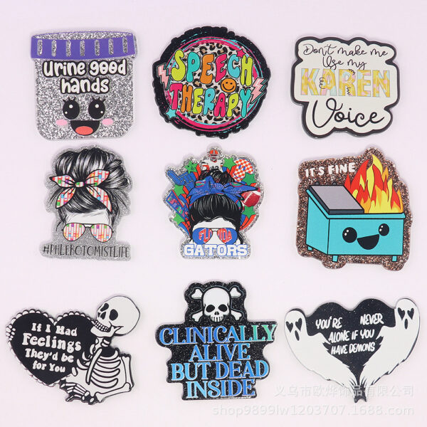 oly-fa70ad74669c284adc322acd45cd989b Wholesale loose powder cartoon letter beverage love bag jewelry acrylic pin DIY patch accessories