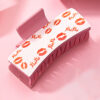 Wholesale Jewelry 1 Piece PU Leather Acrylic Lips Printed Hair Claw Hairpin Valentine’s Day Gift